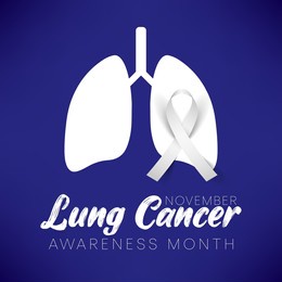 lung cancer awareness month is observed every year in november, lungs are two spongy organs in chest that take in oxygen when you inhale and release carbon dioxide when you exhale. vector illustration