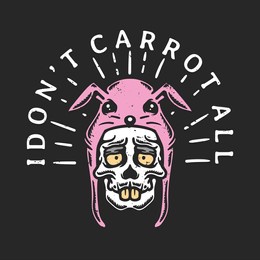 illustration of a skull wearing a vintage style purple bunny hat on a black background