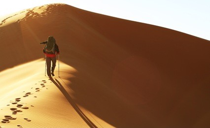 hike in sand desert