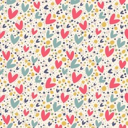 romantic pattern with dots and hearts. seamless background vector.