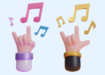 3d rock music hand symbol
