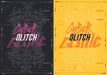 tech abstract poster template with hud elements. cyber culture, modern flyer for web and print. hacking, cyberpunk futuristic poster. programming and virtual environments.