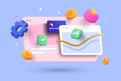 online marketing, financial report chart, data analysis, and web development concept. tablet with data chart. 3d vector illustration