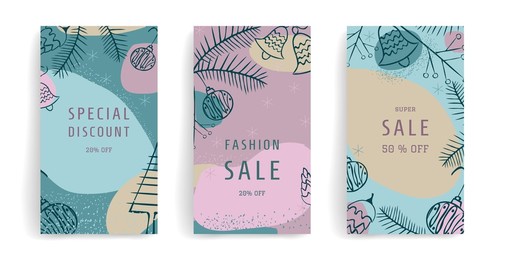 stylish set of creative cards. template with place for text. suitable for scrapbooking cover, greetings, invitations, stickers, stories, advertisements, planners. vector illustration