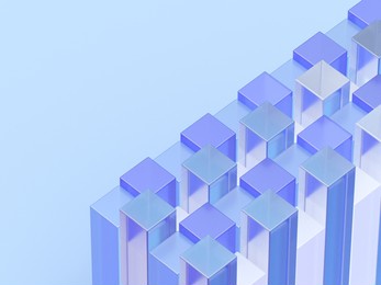 3d rendered transparent cube graphics with blue colors on a light background. illustration for digital concept or geometry. visualization for modern perspectives and networks.