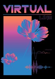 
virtual line slogan text with gradient flower vector design for t-shirt graphics, banner, fashion prints, slogan tees, stickers, flyer, posters and other creative uses