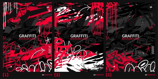 abstract dark black and red graffiti style a4 poster vector illustration art template