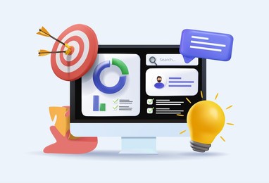 concept of project initiation. project managment, life cycle. 3d vector illustration. assignments , analyzing data concept. 3d vector illustration. different features, 3d vector illustration free edit