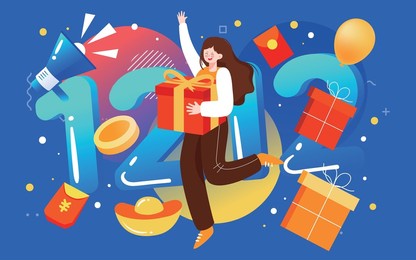 online shopping e-commerce shopping festival illustration double twelve gift box promotion poster