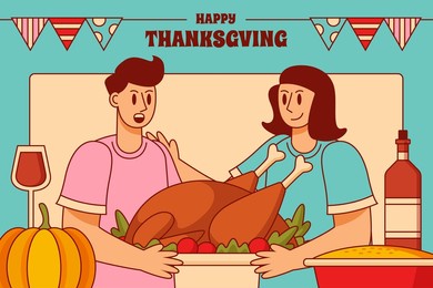 happy thanksgiving banner, happy thanksgiving holiday poster background illustration 