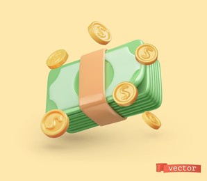 money. 3d render realistic vector icon