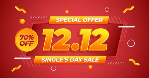 1212 single's day sale text, bold style discount background template