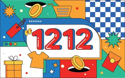 acid online shopping linear symbol activity poster e-commerce shopping promotion illustration