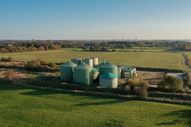 biogas plant from the air perspective taken with a drone