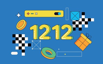 memphis acid retro style linear background illustration online shopping poster
