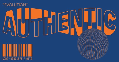 modern 3d typography authentic slogan print with world globe and barcode illustration for graphic tee t shirt - vector