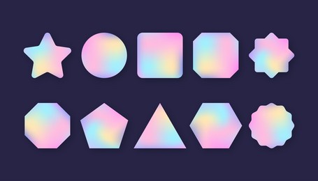 holographic stickers. blank rainbow shiny emblems. vector stock illustration.