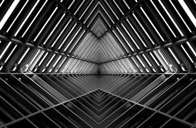 metal structure similar to spaceship interior in black and white