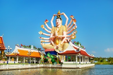 big guan yin statue at wat plai laem, koh samui ,thailand
