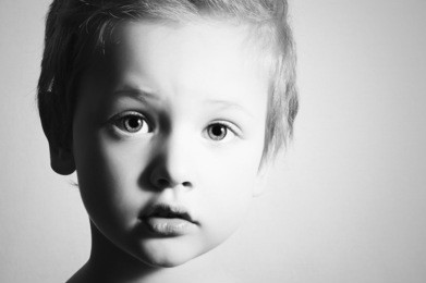 monochrome art portrait of child. little boy. handsome kid.close-up.black and white 
