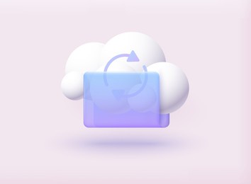 cloud storage icon. digital file organization service or app with data transfering. 3d web vector illustrations.