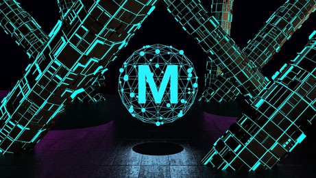 metaverse icon connect global glow light blue concept -3d render