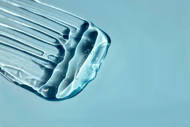 hyaluronic acid gel with oxygen bubbles on a blue background.