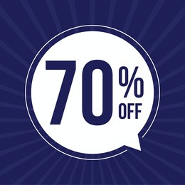 70 percent off. discount for big sales. white ballon on a blue background