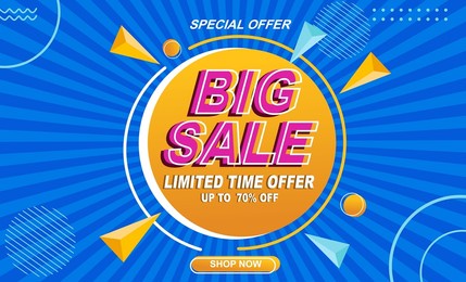 big sale discount banner promotion background. banner template promotion. final sale banner special offer. up to 70% off. vector illustration
