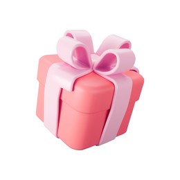 3d red gift box with pastel ribbon bow isolated on a white background. 3d render flying modern holiday surprise box. realistic vector icon for present, birthday or wedding banners