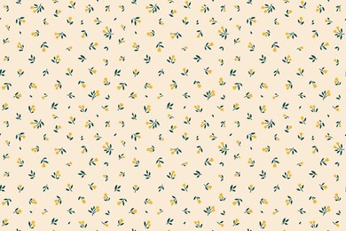 vintage seamless floral pattern. ditsy style background of small yellow flowers. small  flowers tulip scattered over a ivory background. stock vector for printing on surfaces and web design.