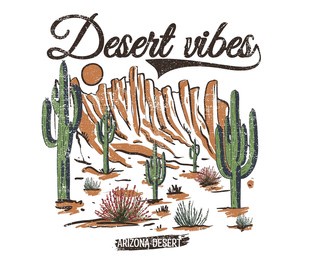 desert vibes vintage vector t shirt design. wild cactus artwork for apparel, sticker, batch, background, poster and others. 