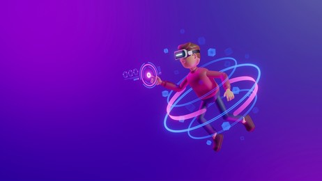 metaverse technology future concept. vr virtual digital reality cyber metaverse simulation innovation connection global blockchain experiences network futuristic. 3d rendering.