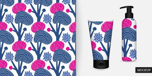 seamless pattern with cartoon trees. colorful cute botanical background. vector illustration in hand drawn style. modern repeating texture. design cover, paper, wallpaper, fabric. mockup.