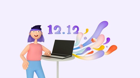 3d character double twelve year-end online shopping promotion poster