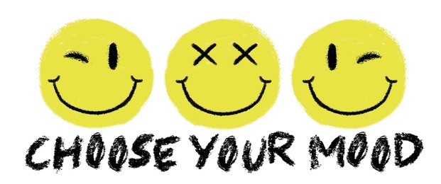 vintage hand drawn crayon smiley face illustration print with slogan for graphic tee t shirt or sticker - vector