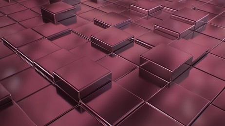 abstract reflective purple tile floor shiny cube box geometric blocks 3d rendering - abstract background texture
