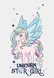 colorfull unicorn star girl pony