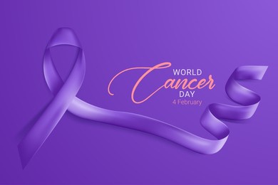 lavender ribbon. world cancer day concept
