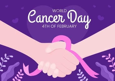 world cancer day with ribbon flat vector illustration. inform the public about disease awareness on february 4th through campaign background or poster