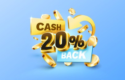 20% cash back service, financial payment label. vector illustration