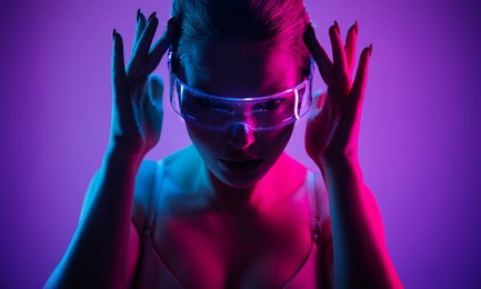 concept of augmented and virtual reality, game, digital world, future technology, smart home control