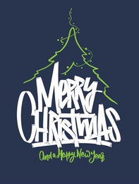merry christmas and happy new year vector text calligraphic lettering. sticker or greeting card vector design template for xmas celebration