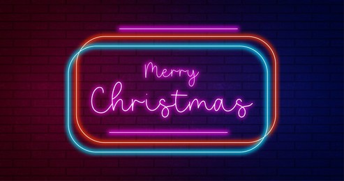merry christmas, neon lettering , poster