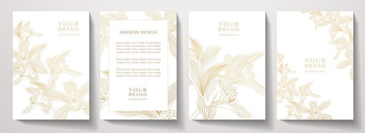 cover, frame set. design with flower on black background. template useful for menu, sale, invitation