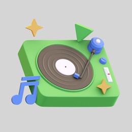 vinyl music player box icon with music notes symbol entertainment 3d render illustration