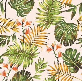 seamless tropical leaves print pattern background