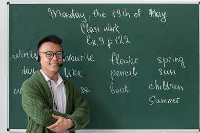 asian teacher conducting english lesson online