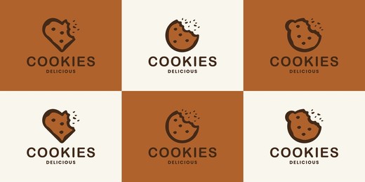 minimalist cookies food logo design collection for restaurant, biscuit store