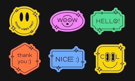 cool trendy retro stickers collection. geometric vector badges.